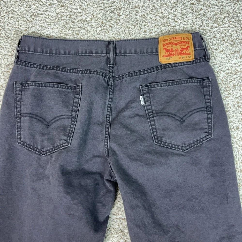 Levis 514 Jeans Mens 34x30 Gray Regular Fit Straight Canvas Chino Casual Work